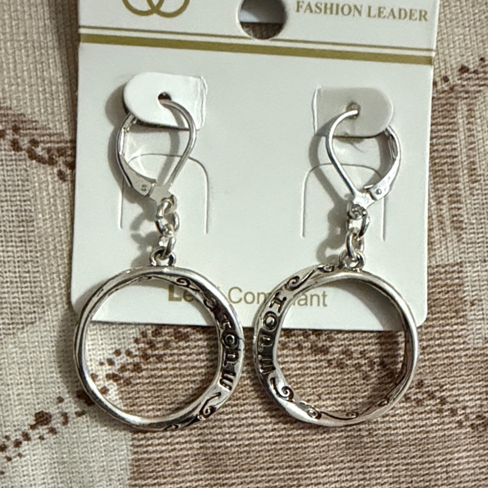 Silver Circle Earrings - Picture 2 of 2
